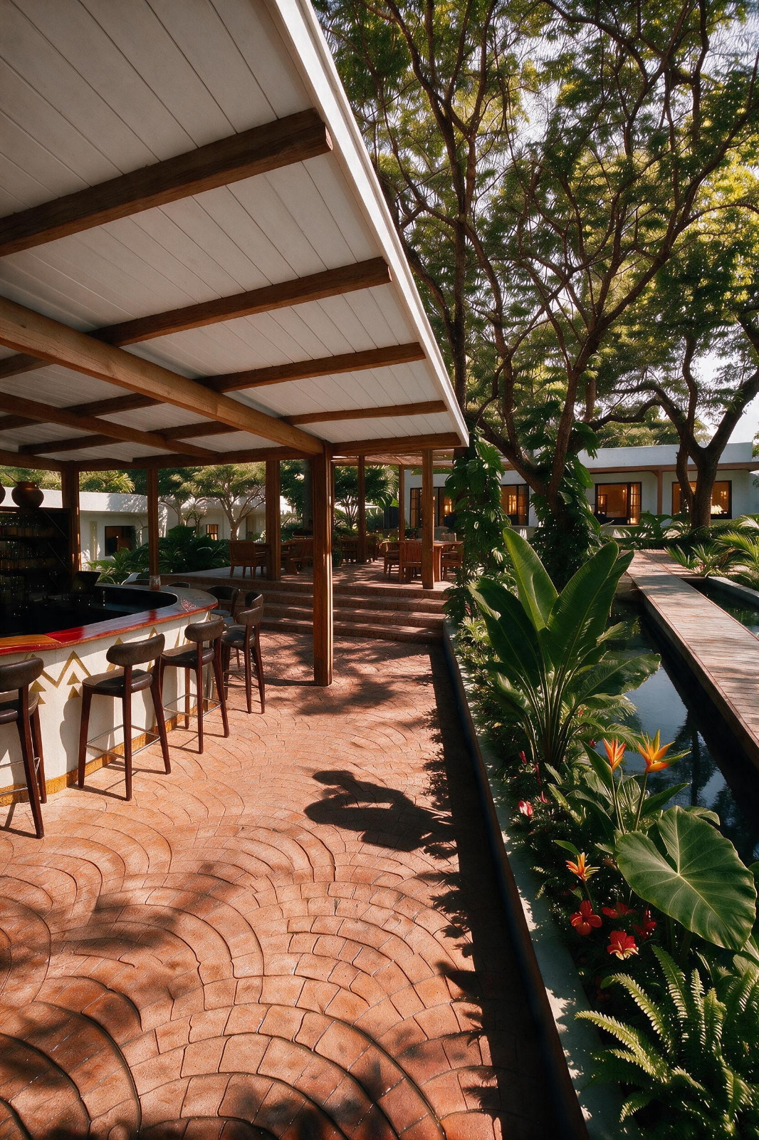 The Bab island restaurant and bar beside the stream